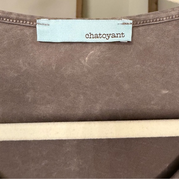 Chatoyant Brown Mineral Wash Peplum Long Sleeve Top - Size L - Picture 3 of 4